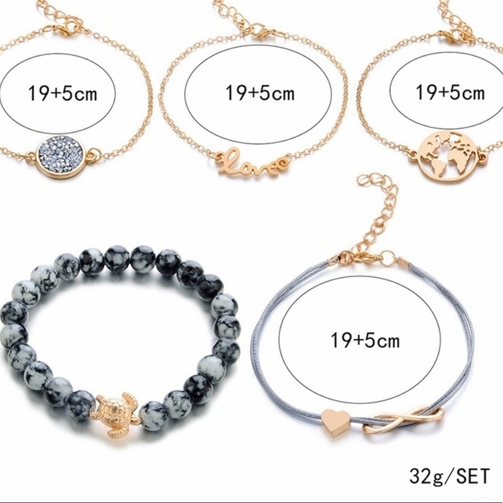 Turtle 5  Piece Layer Crystal Bead Bracelet - Picture 2 of 4